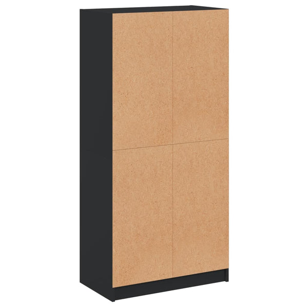 Schwarzes Highboard mit Türen, 68x37x142 cm
