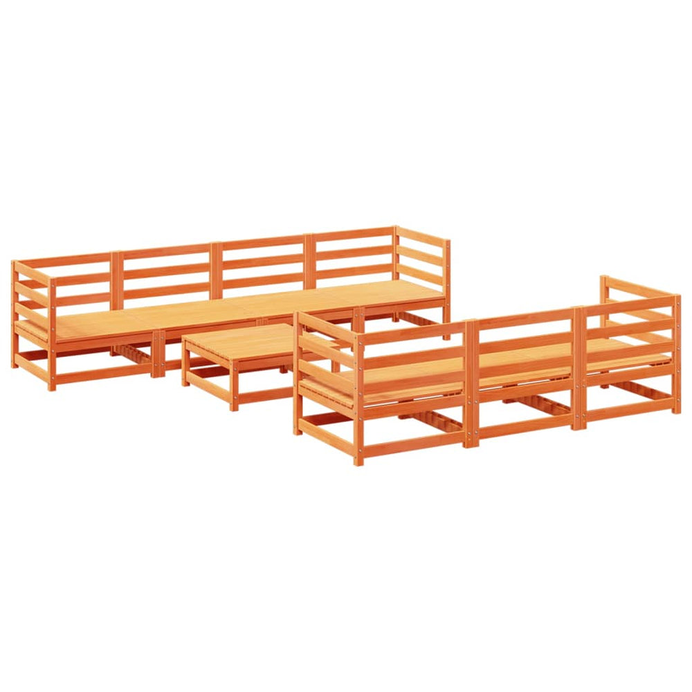 vidaXL 8-piece Garden Sofa Set Waxed Brown Solid Pine Wood