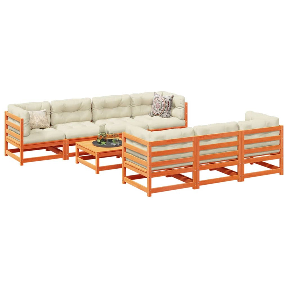 vidaXL 8-piece Garden Sofa Set Waxed Brown Solid Pine Wood