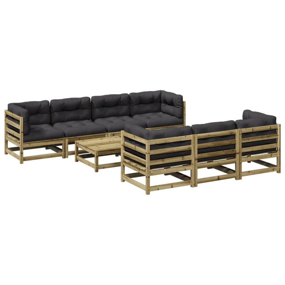 vidaXL 8-piece Garden Sofa Set with Cushions Impregnated Pinewood