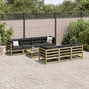vidaXL 8-piece Garden Sofa Set with Cushions Impregnated Pinewood