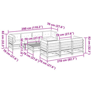 vidaXL 8-piece Garden Sofa Set with Cushions Impregnated Pinewood
