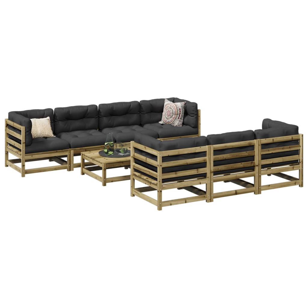 vidaXL 8-piece Garden Sofa Set with Cushions Impregnated Pinewood