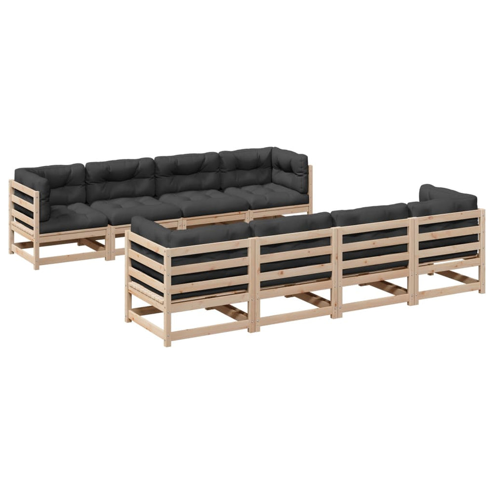 vidaXL 9-piece Garden Sofa Set with Cushions Solid Pine Wood