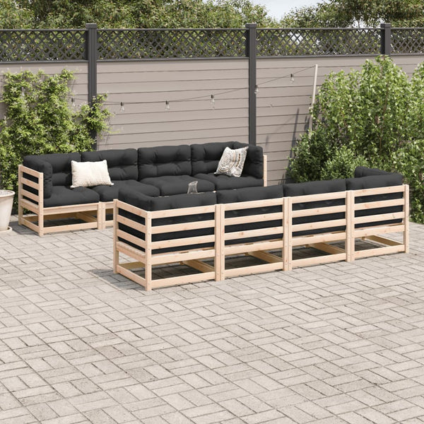 vidaXL 9-piece Garden Sofa Set with Cushions Solid Pine Wood