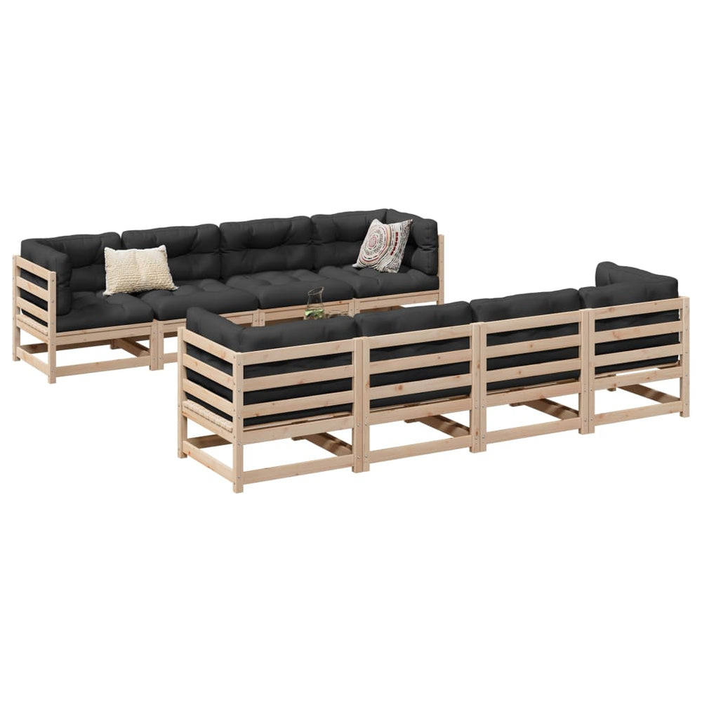 vidaXL 9-piece Garden Sofa Set with Cushions Solid Pine Wood