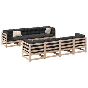 vidaXL 9-piece Garden Sofa Set with Cushions Solid Pine Wood