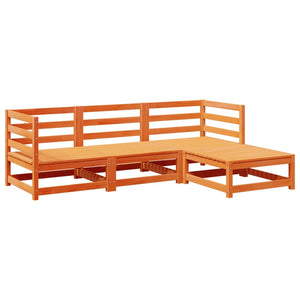 vidaXL 4-Piece Garden Sofa Set Waxed Brown Solid Pine Wood