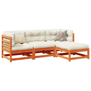 vidaXL 4-Piece Garden Sofa Set Waxed Brown Solid Pine Wood
