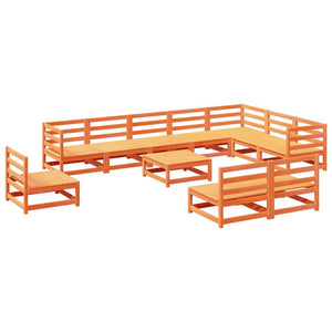 vidaXL 11-Piece Garden Sofa Set Wax Brown Solid Pine Wood