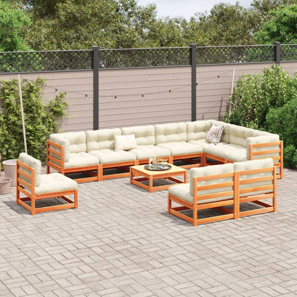 vidaXL 11-Piece Garden Sofa Set Wax Brown Solid Pine Wood