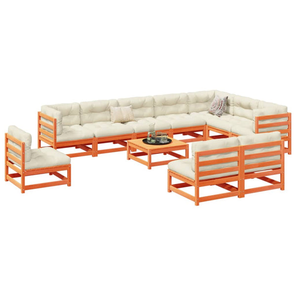 vidaXL 11-Piece Garden Sofa Set Wax Brown Solid Pine Wood