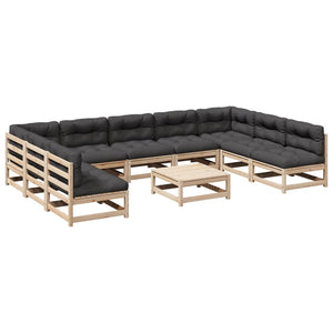 vidaXL 10-Piece Garden Sofa Set with Cushions Solid Pine Wood