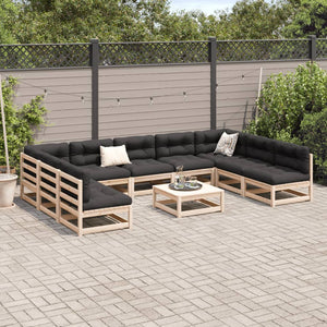 vidaXL 10-Piece Garden Sofa Set with Cushions Solid Pine Wood