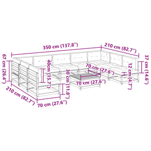 vidaXL 10-pc. Garden Sofa Set with Cushions Impregnated Pinewood