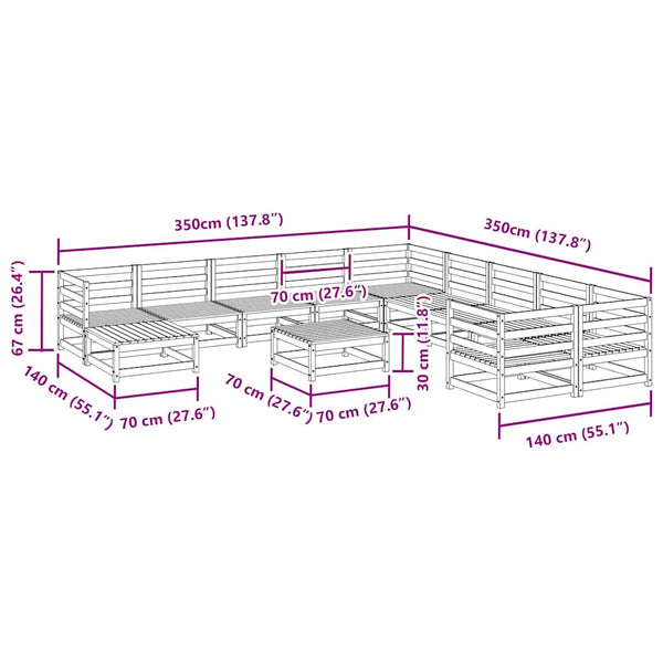 vidaXL 12-piece Garden Sofa Set Solid Douglas Fir Wood