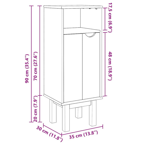vidaXL Bathroom Cabinet OTTA 35x30x90 cm Solid Pine Wood