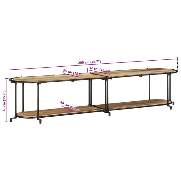 vidaXL TV Cabinet 200x42x40 cm Rough Mango Wood