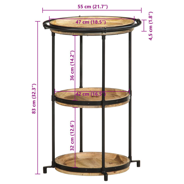 vidaXL Side Table Ø55x83 cm Solid Mango Wood