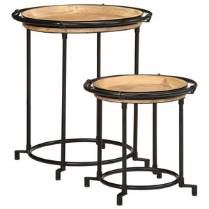 vidaXL 2-Piece Side Table Set Solid Mango Wood