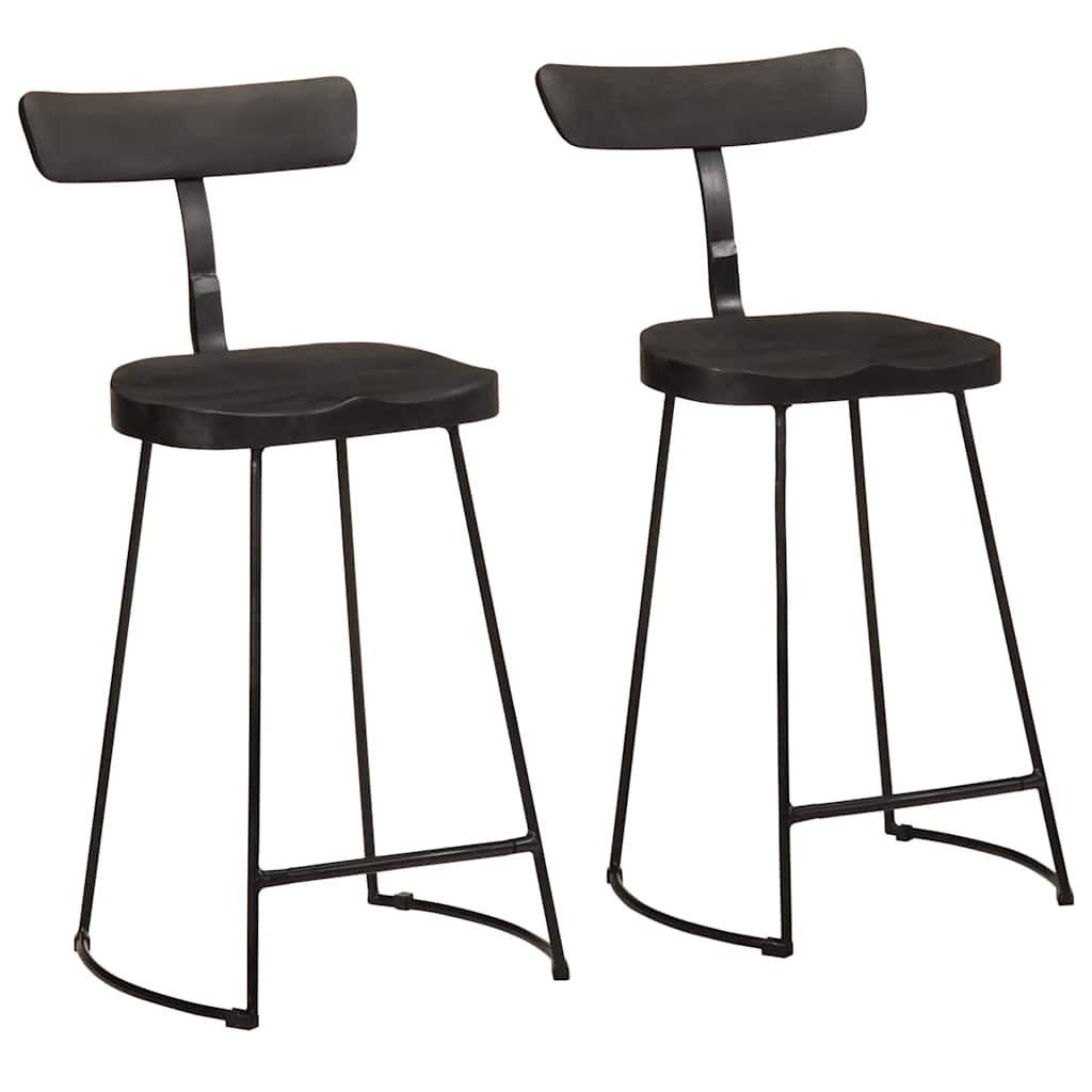 vidaXL Bar Stools 2 pcs Black 49x43x88 cm Solid Mango Wood