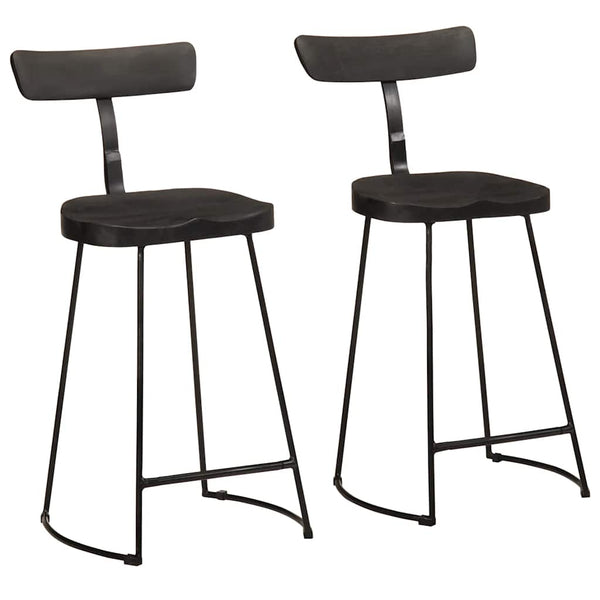 vidaXL Bar Stools 2 pcs Black 49x43x88 cm Solid Mango Wood
