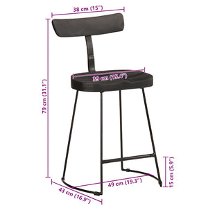 vidaXL Bar Stools 2 pcs Black 49x43x79 cm Solid Mango Wood