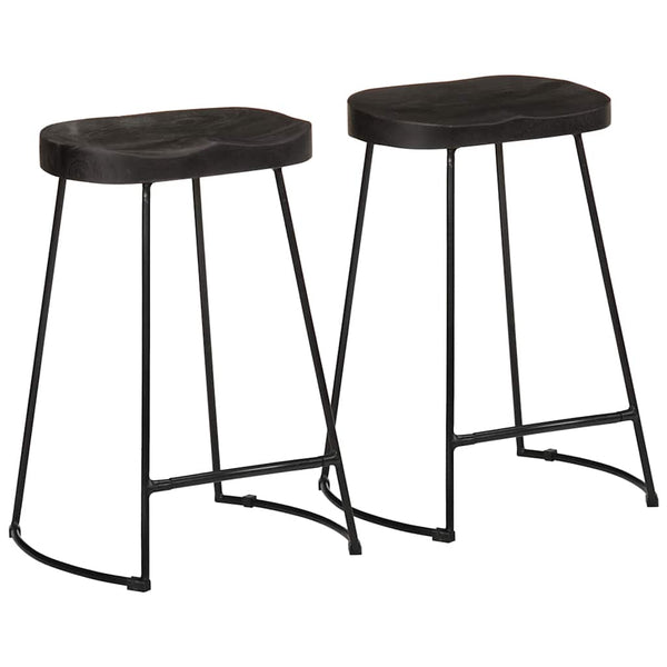 vidaXL Bar Stools 2 pcs Black 45x40x62 cm Solid Mango Wood