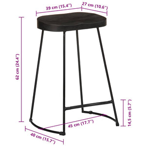 vidaXL Bar Stools 2 pcs Black 45x40x62 cm Solid Mango Wood