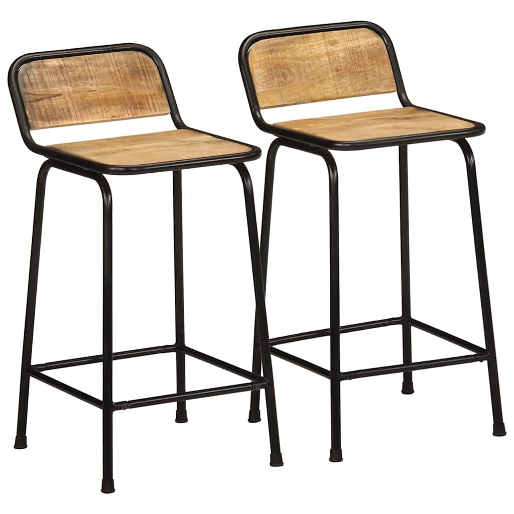 vidaXL Bar Stools 2 pcs 46x35.5x80 cm Rough Solid Mango Wood