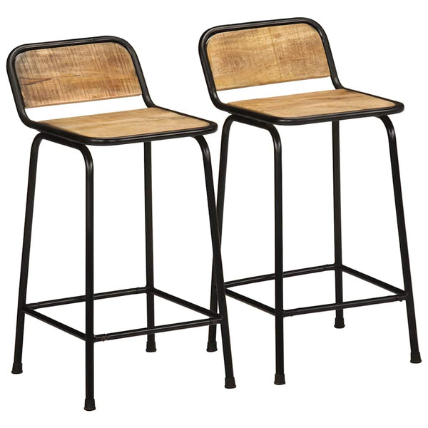 vidaXL Bar Stools 2 pcs 46x35.5x80 cm Rough Solid Mango Wood