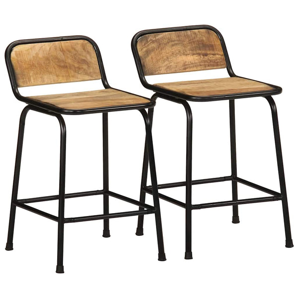 vidaXL Bar Stools 2 pcs 46x35.5x70 cm Rough Solid Mango Wood