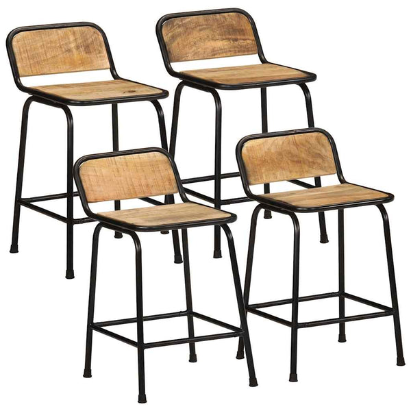 vidaXL Bar Stools 4 pcs 46x35.5x70 cm Rough Solid Mango Wood