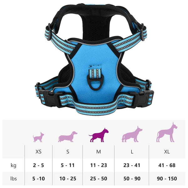 Reflektierendes Hundegeschirr Blau Größe M