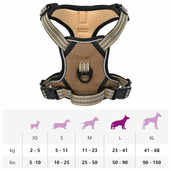 Reflektierendes Hundegeschirr Braun Größe L