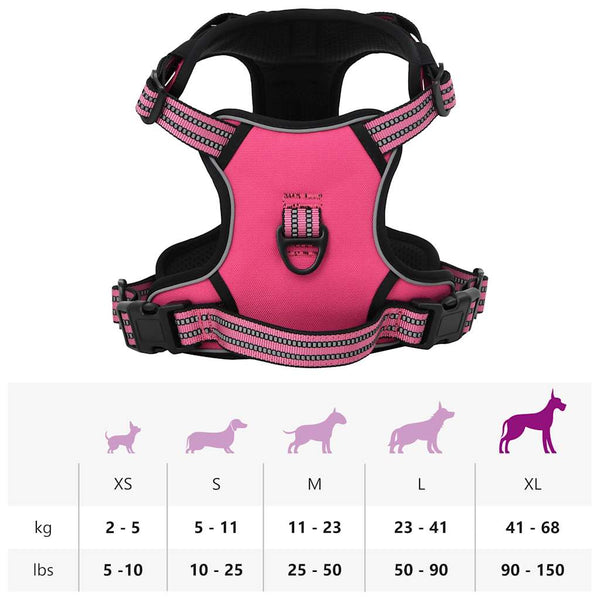 Reflektierendes Hundegeschirr Rosa XL