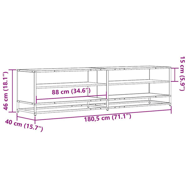 vidaXL TV Cabinet Brown Oak Look 180.5x40x46 cm Engineered Wood