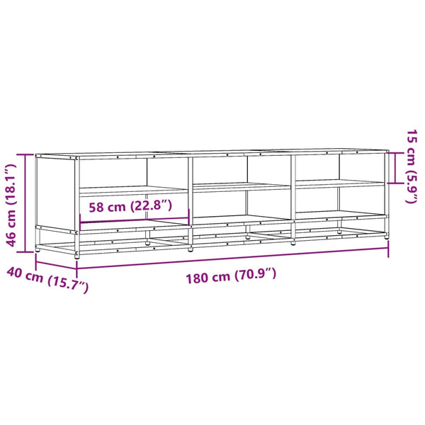 vidaXL TV Cabinet Smoked Oak 180x40x46 cm Engineered Wood