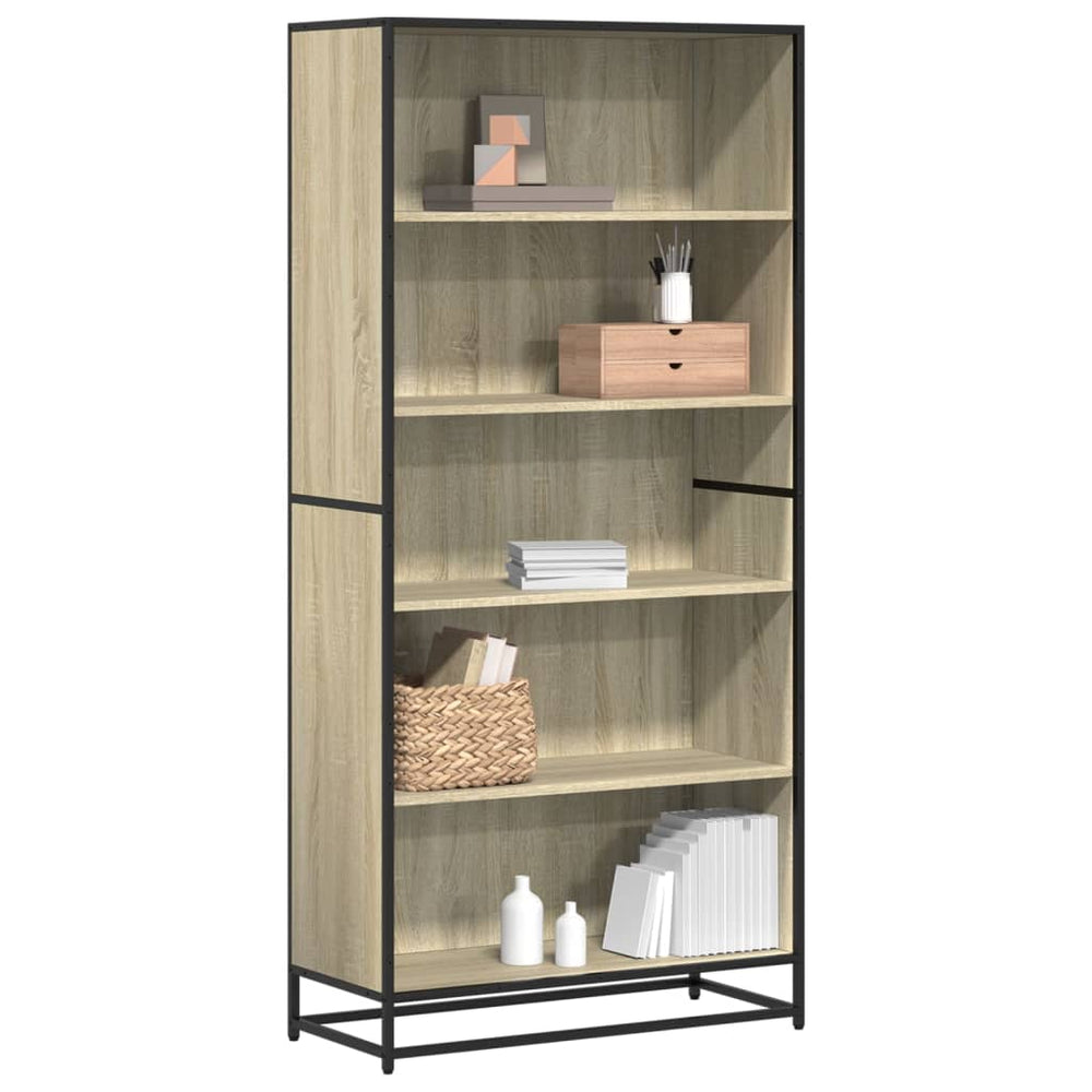 vidaXL Bookcase Sonoma Oak 80.5x35x170.5 cm Engineered Wood