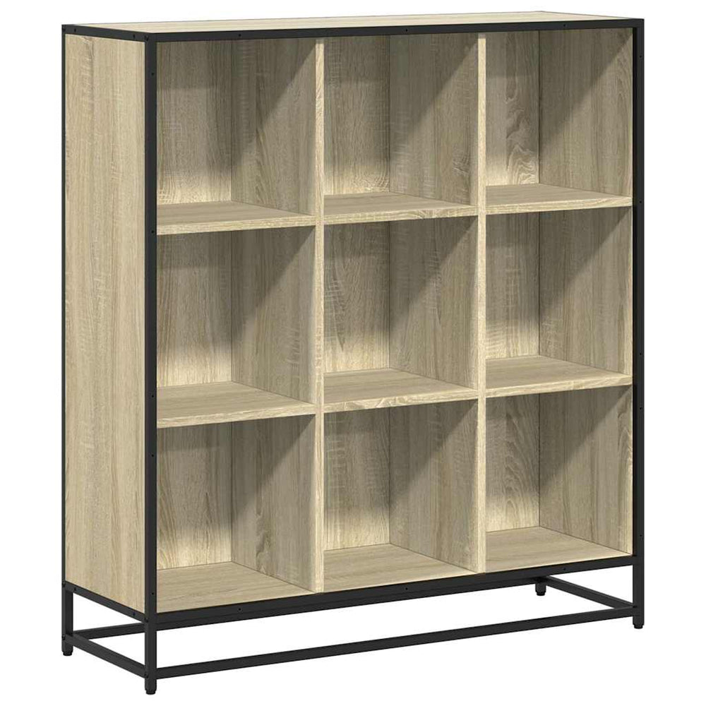 vidaXL Bookcase Sonoma Oak 97.5x33x107.5 Wood-based Material and Metal