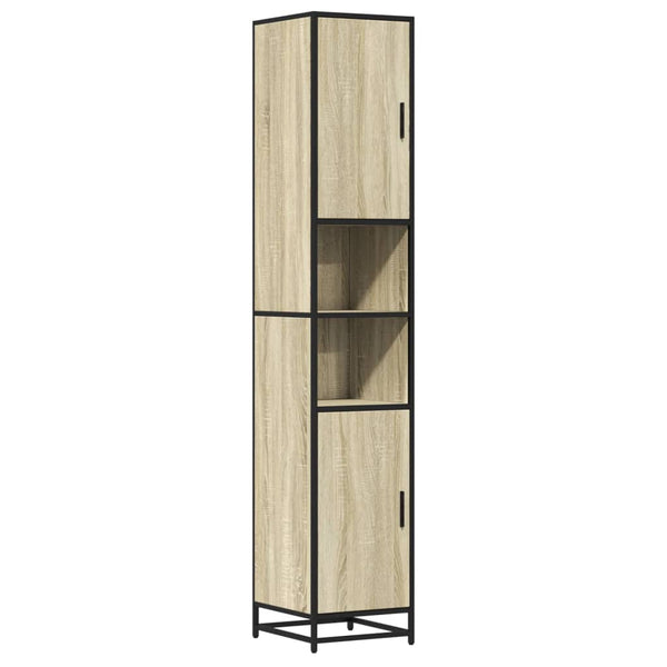 vidaXL Bathroom Cabinet Oak Look 35x37.5x188.5 cm Engineered Wood Metal