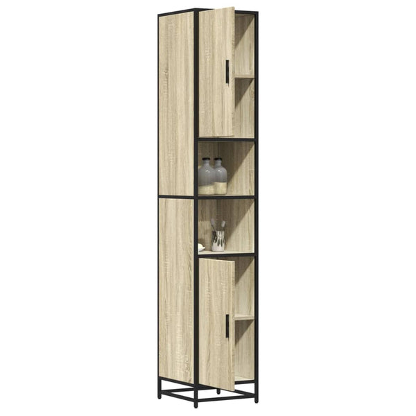 vidaXL Bathroom Cabinet Oak Look 35x37.5x188.5 cm Engineered Wood Metal