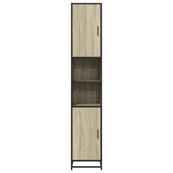vidaXL Bathroom Cabinet Oak Look 35x37.5x188.5 cm Engineered Wood Metal