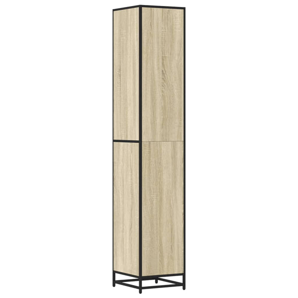 vidaXL Bathroom Cabinet Oak Look 35x37.5x188.5 cm Engineered Wood Metal