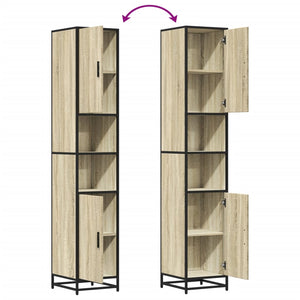 vidaXL Bathroom Cabinet Oak Look 35x37.5x188.5 cm Engineered Wood Metal