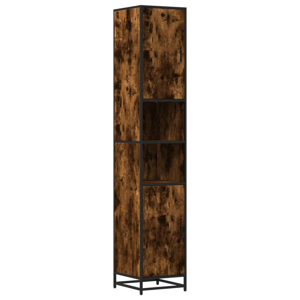vidaXL Bathroom Cabinet Smoked Oak 35x37.5x188.5 cm Engineered Wood Metal