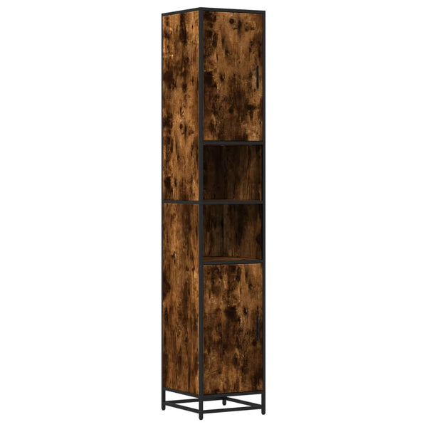 vidaXL Bathroom Cabinet Smoked Oak 35x37.5x188.5 cm Engineered Wood Metal