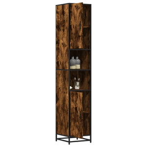 vidaXL Bathroom Cabinet Smoked Oak 35x37.5x188.5 cm Engineered Wood Metal