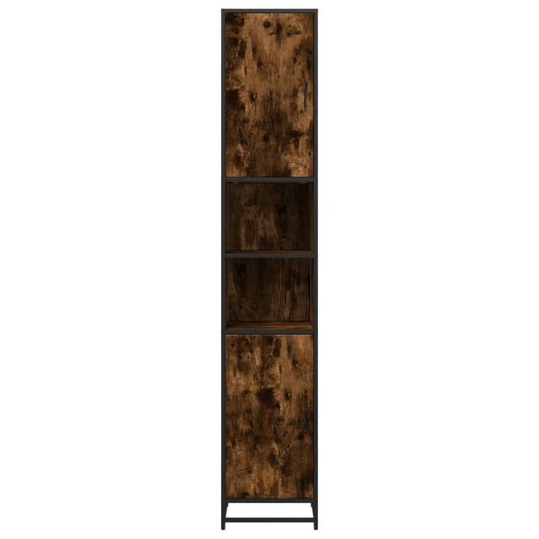 vidaXL Bathroom Cabinet Smoked Oak 35x37.5x188.5 cm Engineered Wood Metal