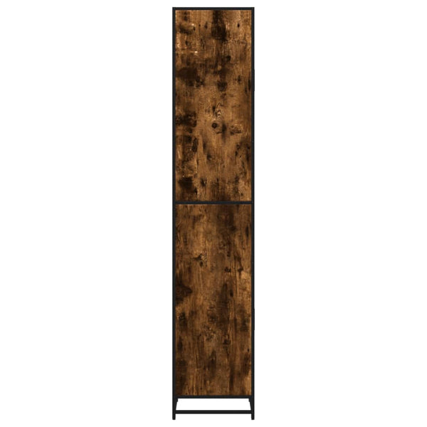 vidaXL Bathroom Cabinet Smoked Oak 35x37.5x188.5 cm Engineered Wood Metal